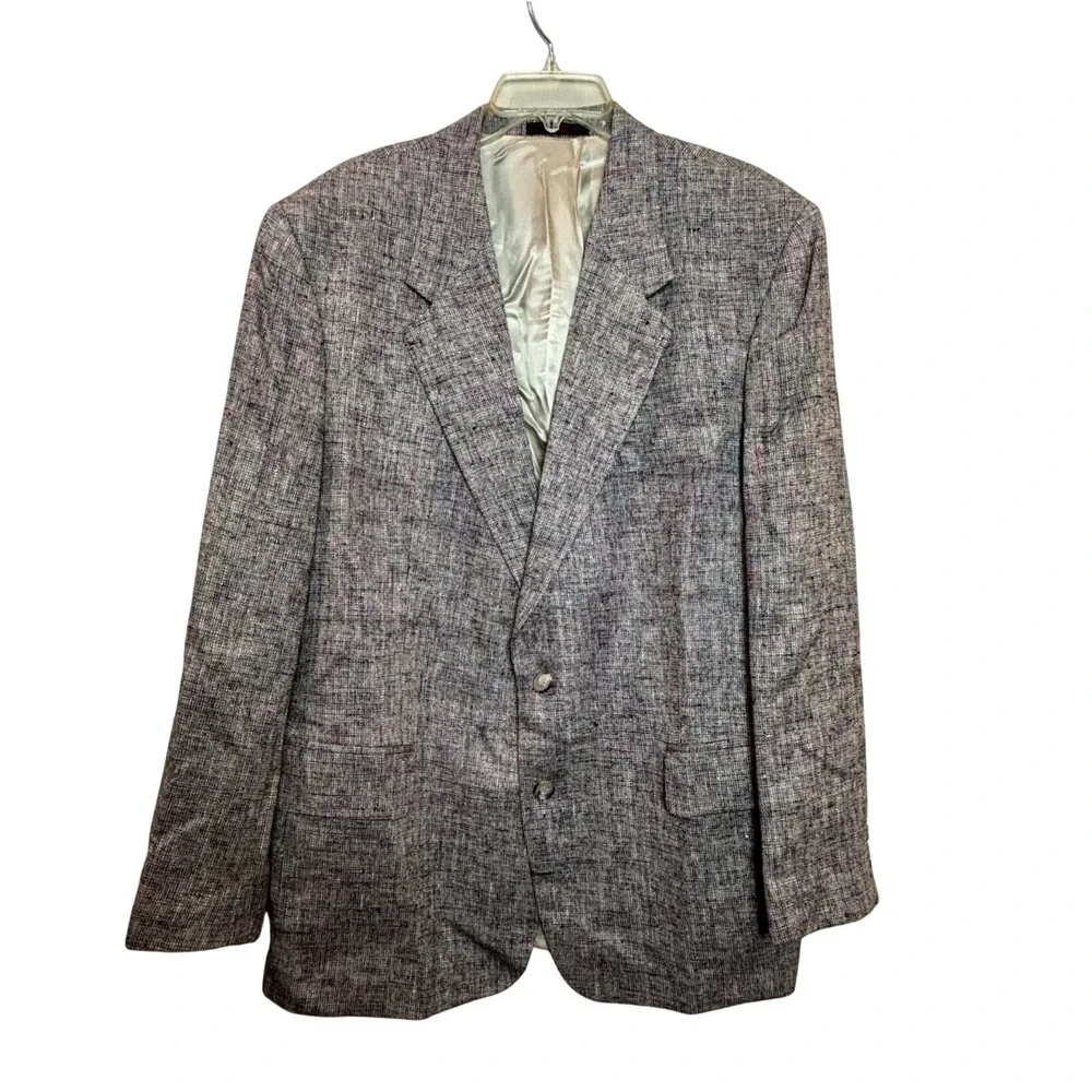 John Weitz Sport Coat Mens 44R Grey Multi 100% Silk Tweed Confetti Blazer Jacket